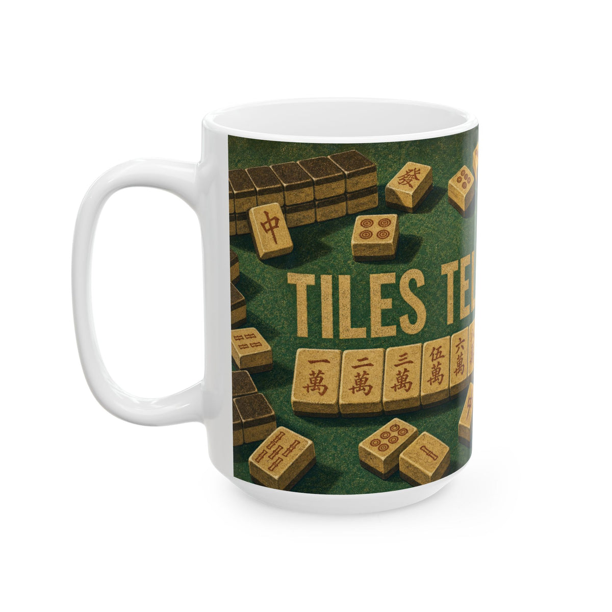 Mahjong Tiles Green Felt Game Night Coffee Mug for Mahjong Players