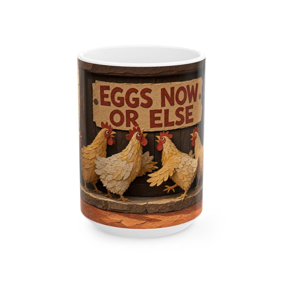 Backyard Chickens Mug Hen Flock Dawn Doorstep Terracotta Cottage Humor Gift
