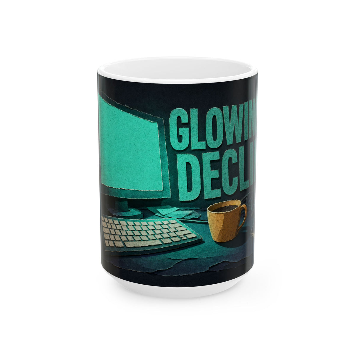 Remote Worker Late Night Desk Mug, Monitor Glow Dark Humour Office Gift