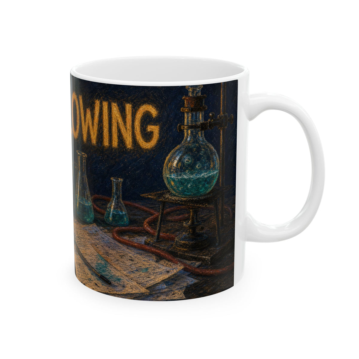 Science Lab Bench Mug for Chemistry Teachers - Still Glowing End of Day