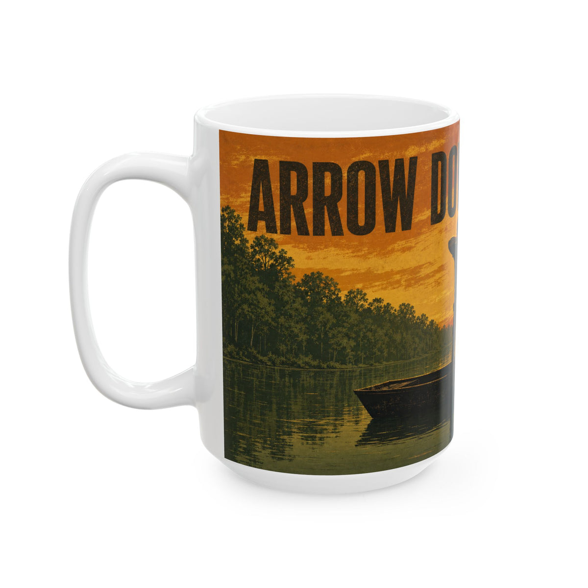Bowfishing Dusk Jon Boat Silhouette Mug River Sunset Poster Art Gift