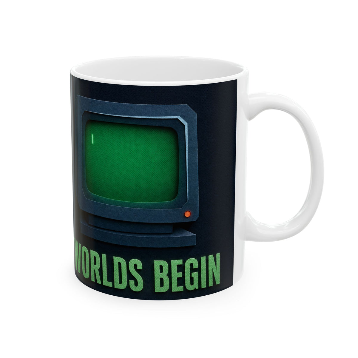 Glowing Phosphor Green Cursor CRT Monitor Mug for 2am Coders and Prompt Engineers