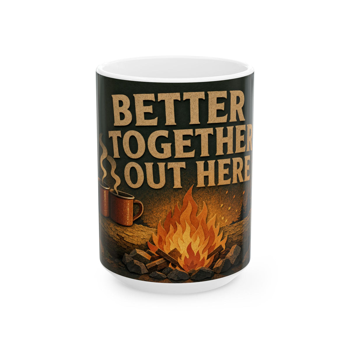 Campfire Mugs Cosy Camping Scene Ceramic Mug Couple Outdoors Gift